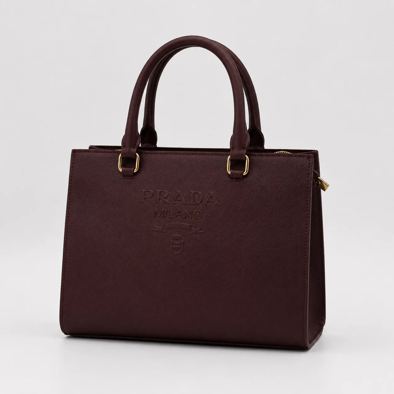 Prada Saffino Leather Bag - Maroon