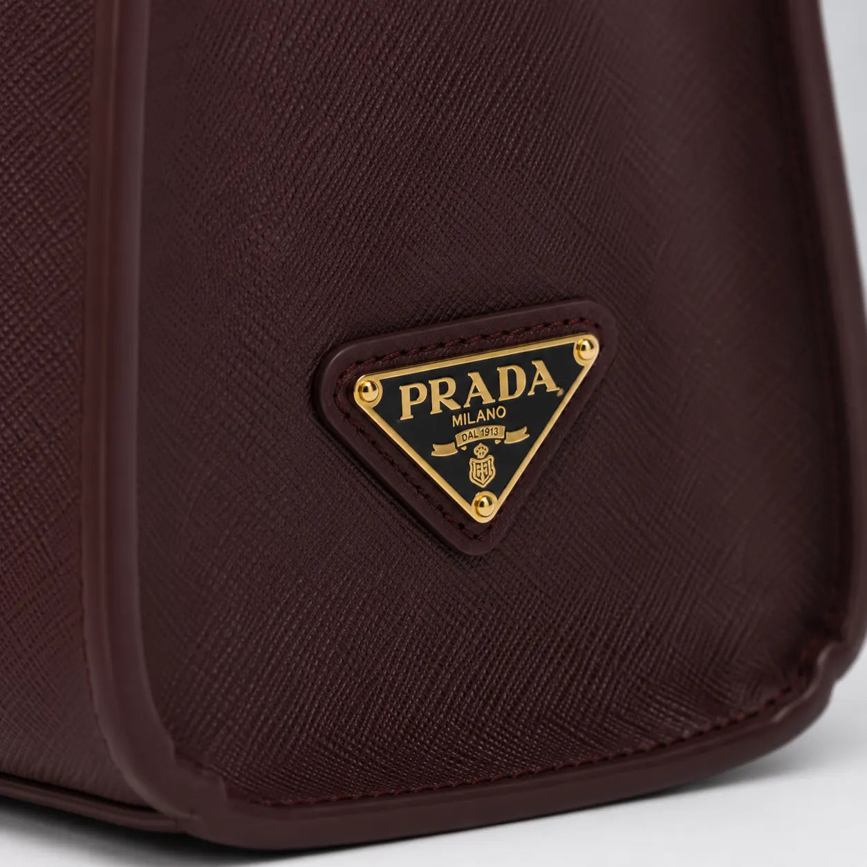 Prada Saffino Leather Bag - Maroon