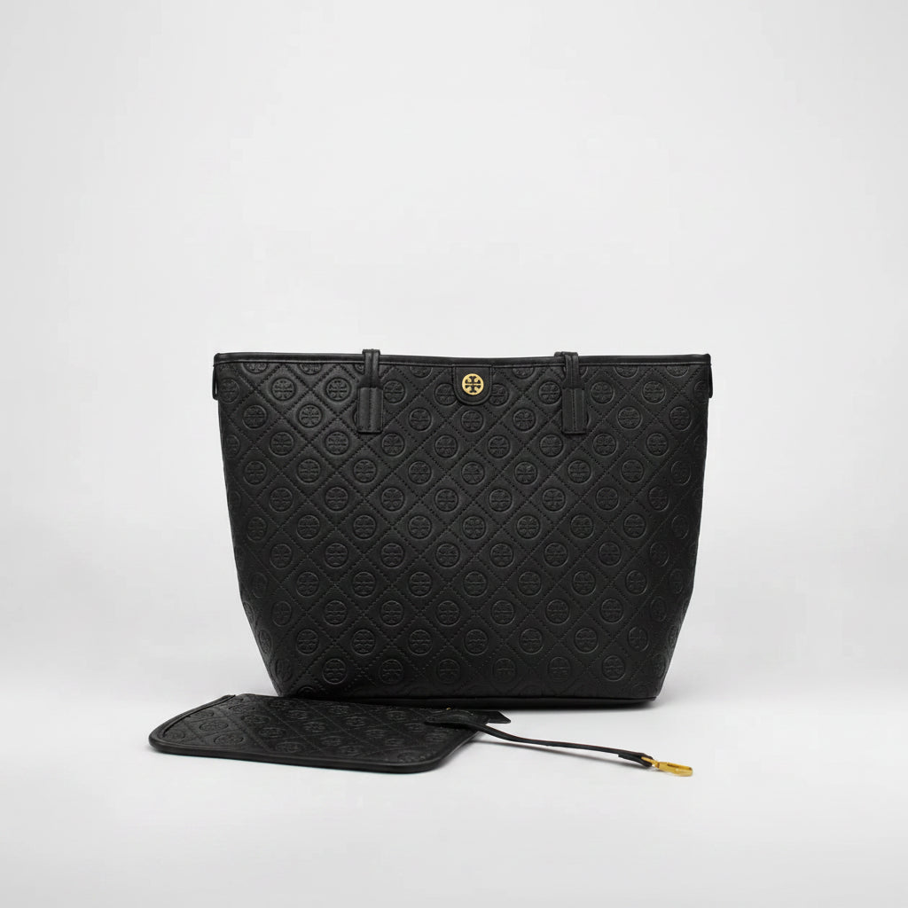 Tory Burch Black T Monogram With Matching Pouch - Black