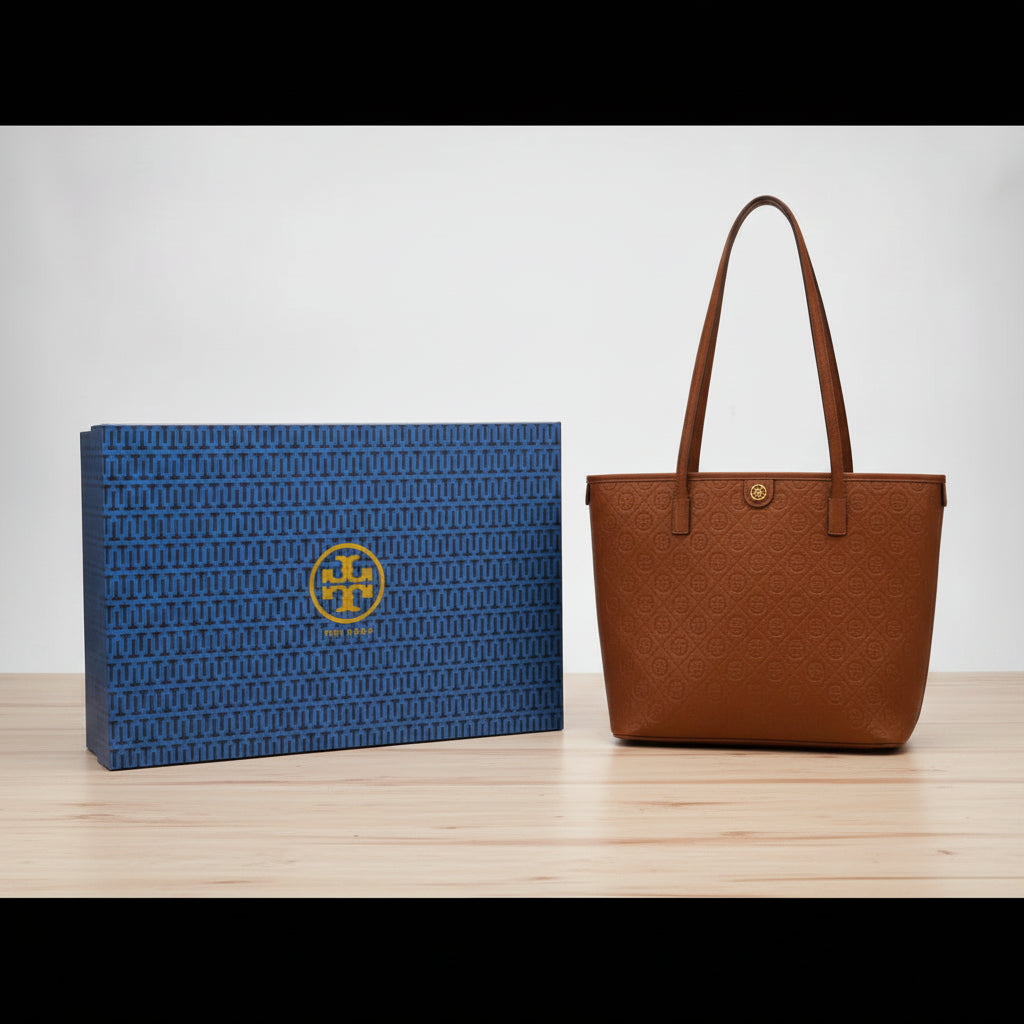 Tory Burch Brown T Monogram With Matching Pouch - Brown